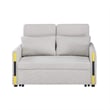 Pcy 56 Inch Sleeper Loveseat with Side Pockets- Beige Teddy Velvet- Wood