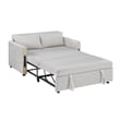 Pcy 56 Inch Sleeper Loveseat with Side Pockets- Beige Teddy Velvet- Wood