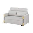 Pcy 56 Inch Sleeper Loveseat with Side Pockets- Beige Teddy Velvet- Wood