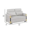 Pcy 56 Inch Sleeper Loveseat with Side Pockets- Beige Teddy Velvet- Wood