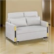 Pcy 56 Inch Sleeper Loveseat with Side Pockets- Beige Teddy Velvet- Wood
