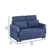 Pcy 56 Inch Sleeper Loveseat with Side Pockets- Blue Teddy Velvet- Wood