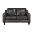 Richie 60 Inch Loveseat- Gray Top Grain and Faux Leather- Solid Wood