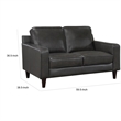 Richie 60 Inch Loveseat- Gray Top Grain and Faux Leather- Solid Wood
