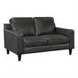 Richie 60 Inch Loveseat- Gray Top Grain and Faux Leather- Solid Wood