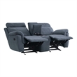 Clif 76 Inch Manual Glider Reclining Loveseat- Solid Wood- Blue Microfiber