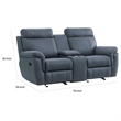 Clif 76 Inch Manual Glider Reclining Loveseat- Solid Wood- Blue Microfiber
