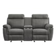Clif 76 Inch Manual Glider Reclining Loveseat- Solid Wood- Gray Microfiber
