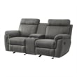 Clif 76 Inch Manual Glider Reclining Loveseat- Solid Wood- Gray Microfiber