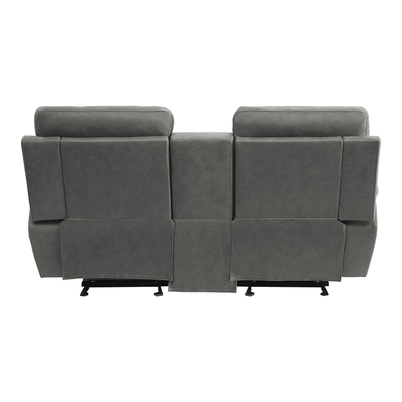 Clif 76 Inch Manual Glider Reclining Loveseat- Solid Wood- Gray Microfiber