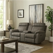 Clif 76 Inch Manual Glider Reclining Loveseat- Solid Wood- Gray Microfiber