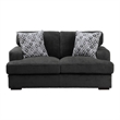Meadow 68 Inch Loveseat- Gray Microfiber- 2 Pillows- Brown Solid Wood