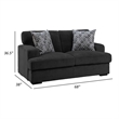 Meadow 68 Inch Loveseat- Gray Microfiber- 2 Pillows- Brown Solid Wood