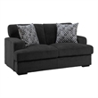 Meadow 68 Inch Loveseat- Gray Microfiber- 2 Pillows- Brown Solid Wood