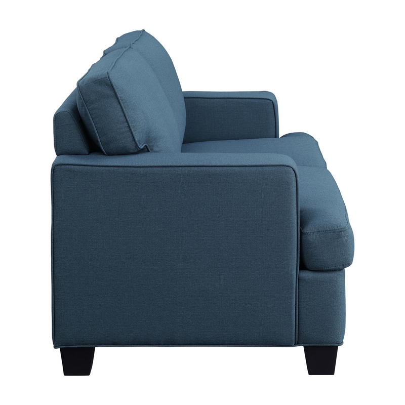 Eoin 62 Inch Loveseat- Blue Polyester- Soft Foam Cushioning- Solid Wood