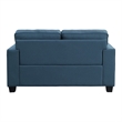 Eoin 62 Inch Loveseat- Blue Polyester- Soft Foam Cushioning- Solid Wood