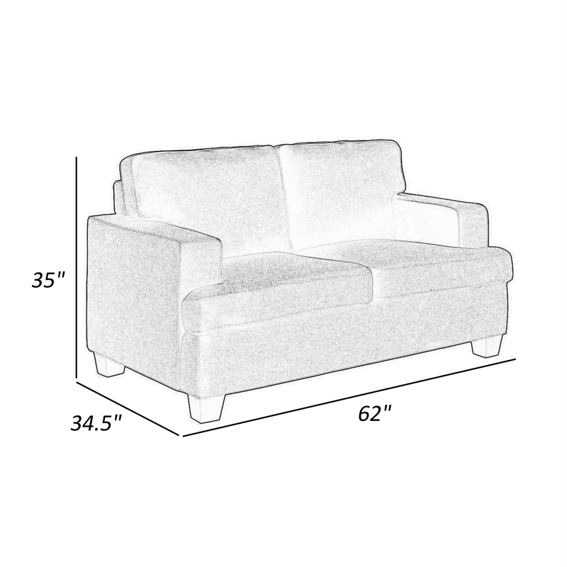 Eoin 62 Inch Loveseat- Blue Polyester- Soft Foam Cushioning- Solid Wood