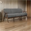 Indy 73 Inch Sofa- Brown Wood Angled Frame- Textured Light Gray Fabric
