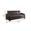 Ferry 83 Inch Lounger Sofa Bed- Tufted Brown Faux Leather- Solid Wood