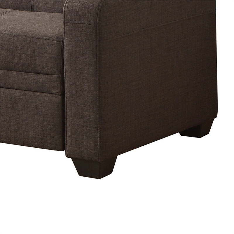 Ferry 83 Inch Lounger Sofa Bed- Tufted Brown Gray Polyester- Solid Wood