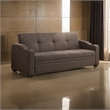 Ferry 83 Inch Lounger Sofa Bed- Tufted Brown Gray Polyester- Solid Wood