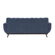 Keto 87 Inch Sofa- Blue Chenille- 2 Throw Pillows- Brown Solid Wood