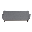 Keto 87 Inch Sofa- Gray Chenille- 2 Throw Pillows- Brown Solid Wood