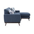 Keto 87 Inch Reversible L Shape Sofa With Chaise- 2 Pillows- Blue Chenille