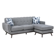 Keto 87 Inch Reversible L Shape Sofa With Chaise- 2 Pillows- Gray Chenille