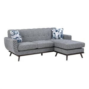Keto 87 Inch Reversible L Shape Sofa With Chaise- 2 Pillows- Gray Chenille