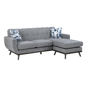 Keto 87 Inch Reversible L Shape Sofa With Chaise- 2 Pillows- Gray Chenille