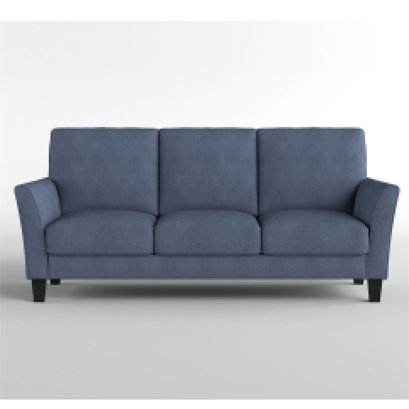 Xumo Sofa- Blue Fabric- 79 Inch- Black Tapered Wood Legs