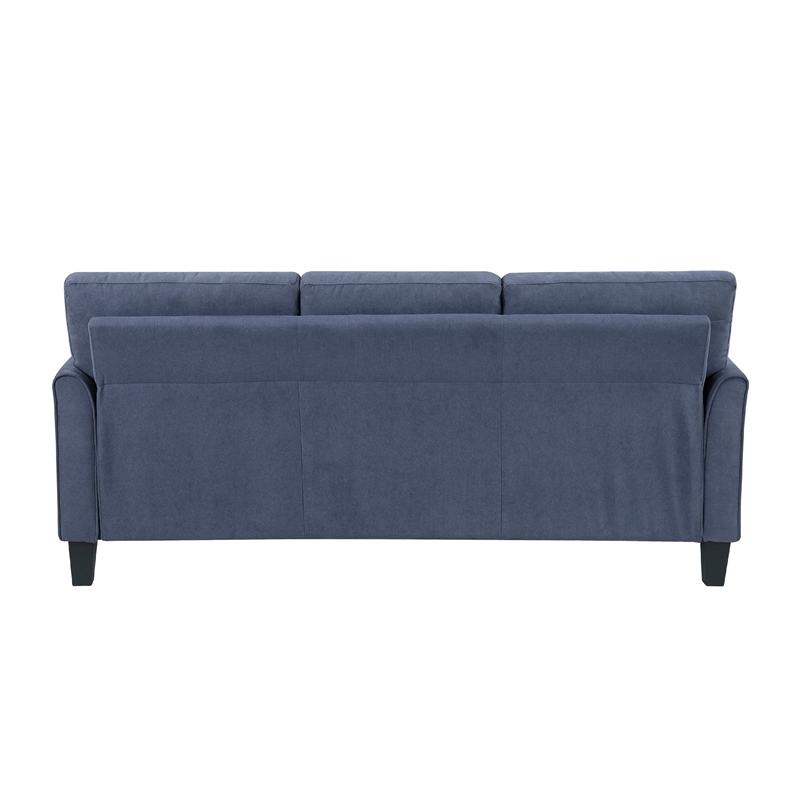 Xumo Sofa- Blue Fabric- 79 Inch- Black Tapered Wood Legs