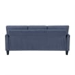 Xumo Sofa- Blue Fabric- 79 Inch- Black Tapered Wood Legs