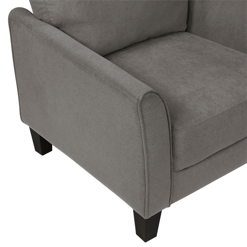 Xumo Sofa- Taupe Gray Fabric- 79 Inch- Black Tapered Wood Legs
