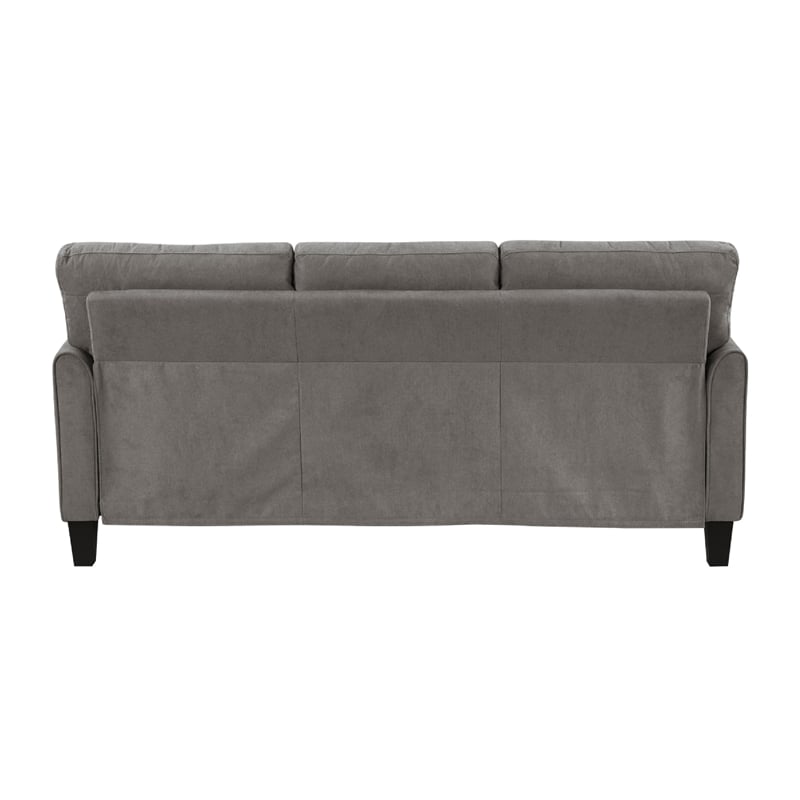 Xumo Sofa- Taupe Gray Fabric- 79 Inch- Black Tapered Wood Legs