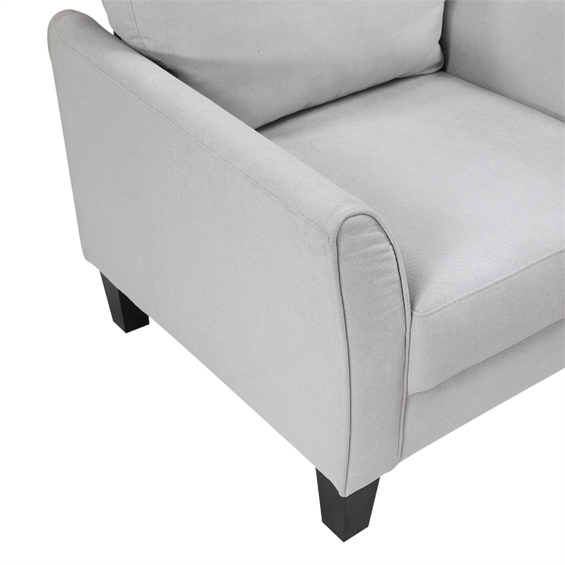 Xumo Sofa- Light Gray Fabric- 79 Inch- Black Tapered Wood Legs