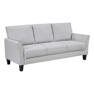 Xumo Sofa- Light Gray Fabric- 79 Inch- Black Tapered Wood Legs