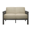 Wiston 50 Inch Loveseat- Beige Polyester- Dark Gray Solid Rubberwood