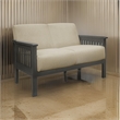 Wiston 50 Inch Loveseat- Beige Polyester- Dark Gray Solid Rubberwood