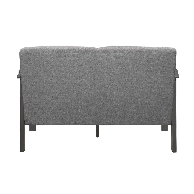 Wiston 50 Inch Loveseat- Gray Polyester- Dark Gray Solid Rubberwood