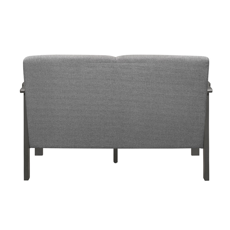 Wiston 50 Inch Loveseat- Gray Polyester- Dark Gray Solid Rubberwood