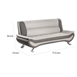 Elle 78 Inch Sofa- Beige- Gray Faux Leather- Metal Legs- Solid Wood Frame