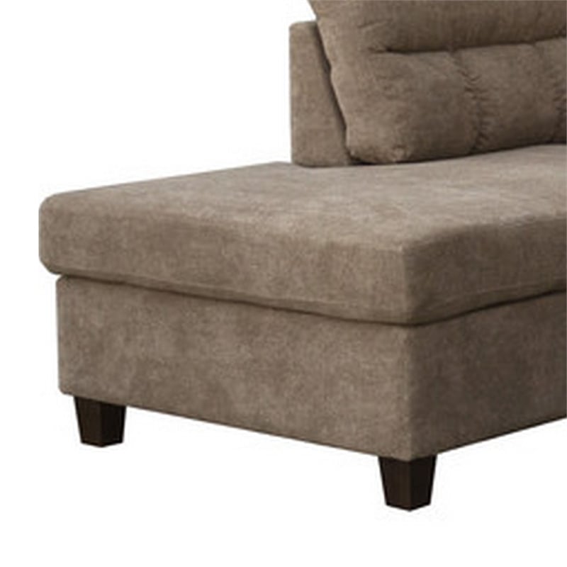 Ari 104 Inch Sectional Sofa with Chaise- Ottoman- 2 Accent Pillows- Brown