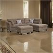 Ari 104 Inch Sectional Sofa with Chaise- Ottoman- 2 Accent Pillows- Brown