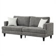 Lae 80 Inch Sofa with 2 Throw Pillows- Tufted- Gray Chenille Upholstery