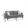 Lae 80 Inch Sofa with 2 Throw Pillows- Tufted- Gray Chenille Upholstery