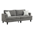 Lae 80 Inch Sofa with 2 Throw Pillows- Tufted- Gray Chenille Upholstery