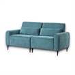 Tiu 74 Inch Sofa with 2 Lumbar Pillows- Blue Chenille- Metal- Solid Wood