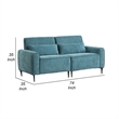 Tiu 74 Inch Sofa with 2 Lumbar Pillows- Blue Chenille- Metal- Solid Wood